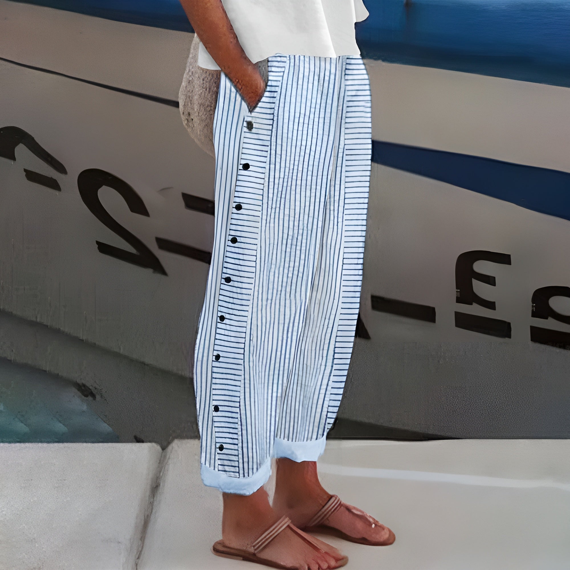 Dorvelli | Women's Trousers – Relaxed Side Pocket - Blue