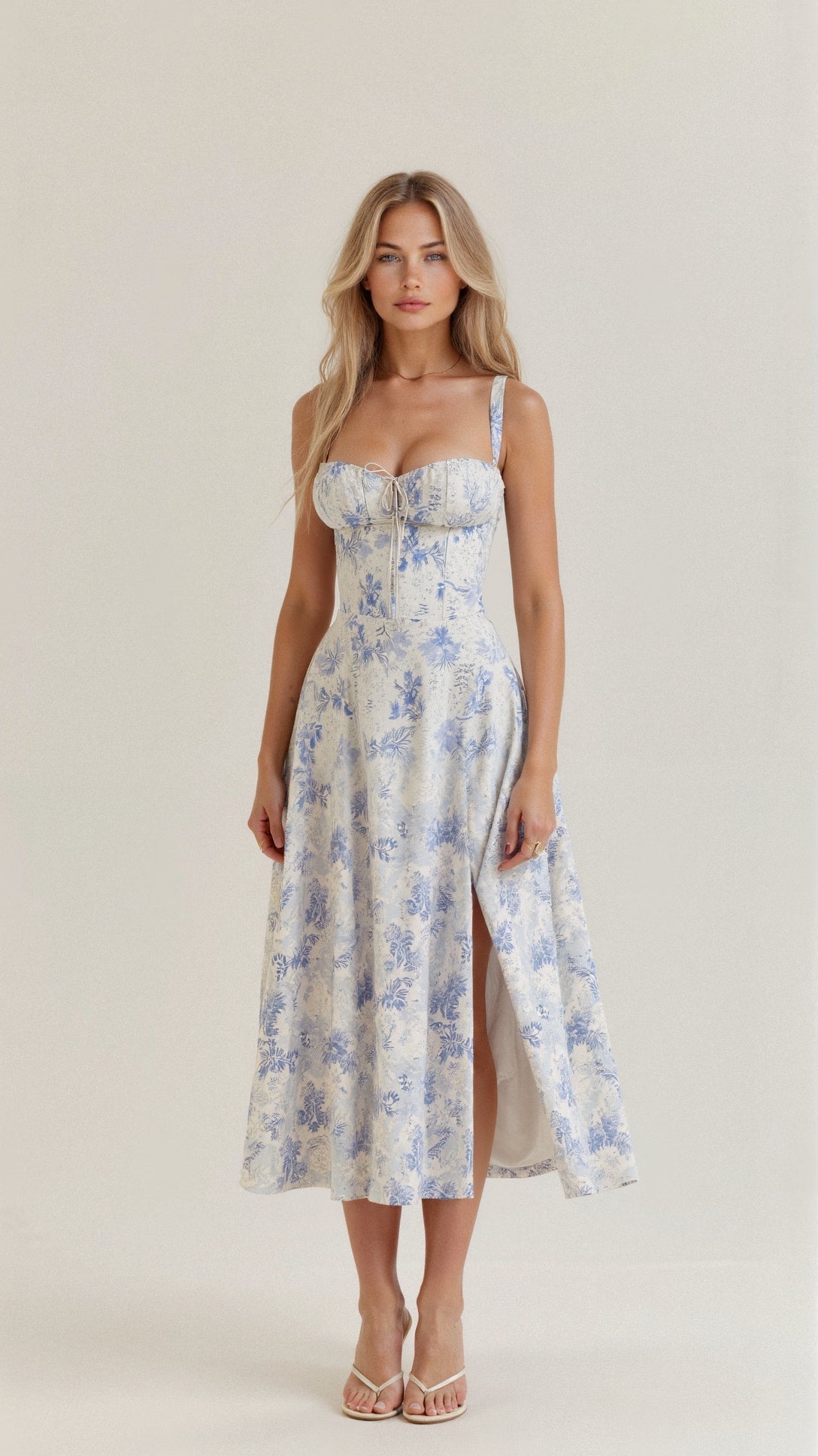Dorvelli | Women's Midi Dress – Corset Structured - Blue