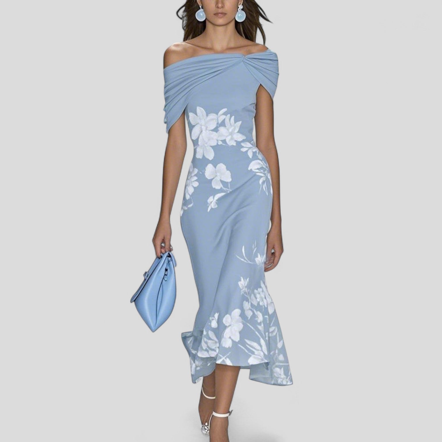 Dorvelli | Women's Midi Dress – Elegant Refined - Blue