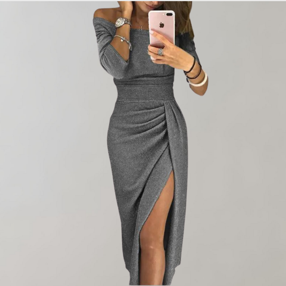 Dorvelli | Women's Dress – Chic Side Slit - Grey