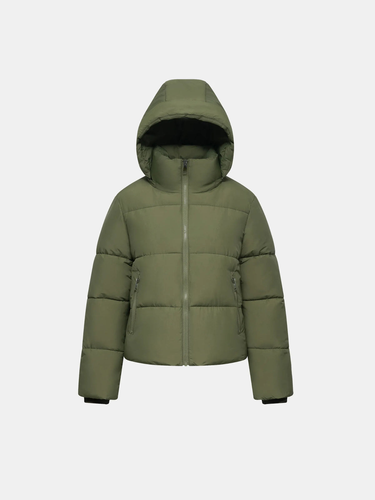 Ysolde Quilted Cropped Puffer Jacket – Army Green