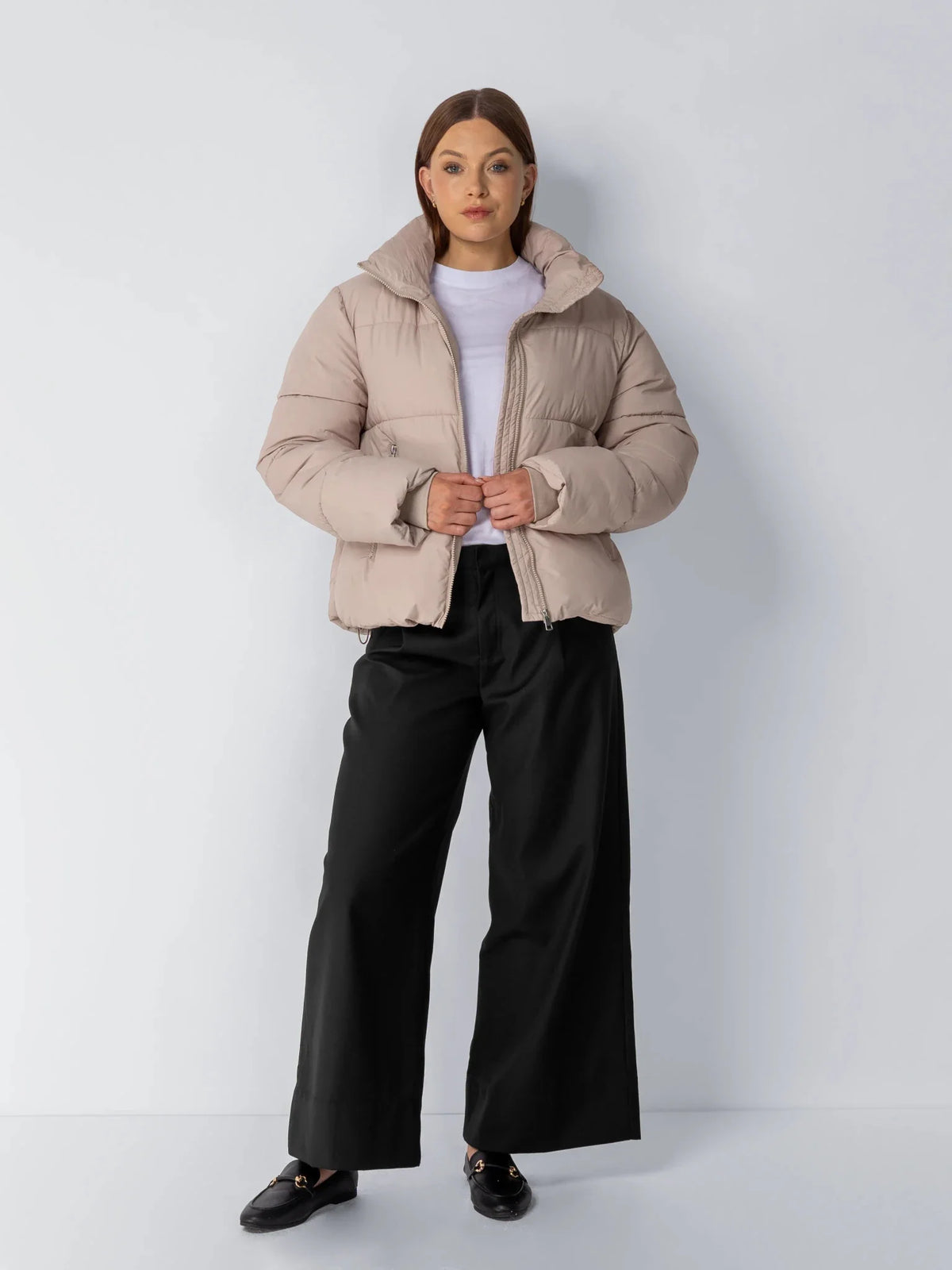 Ysolde Quilted Cropped Puffer Jacket – Oat